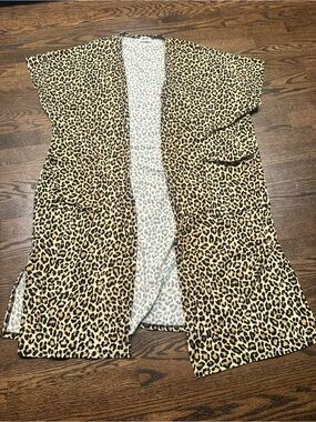 Texas True Threads Leopard Print Open Front Women's Cardigan - Tan/Black